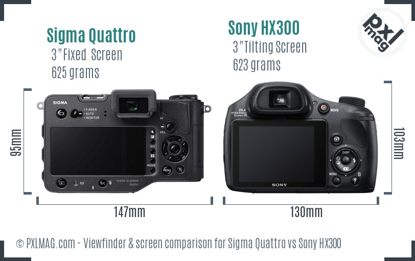 Sigma Quattro vs Sony HX300 Screen and Viewfinder comparison