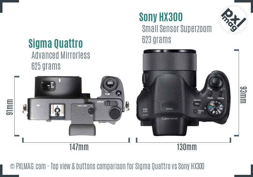 Sigma Quattro vs Sony HX300 top view buttons comparison