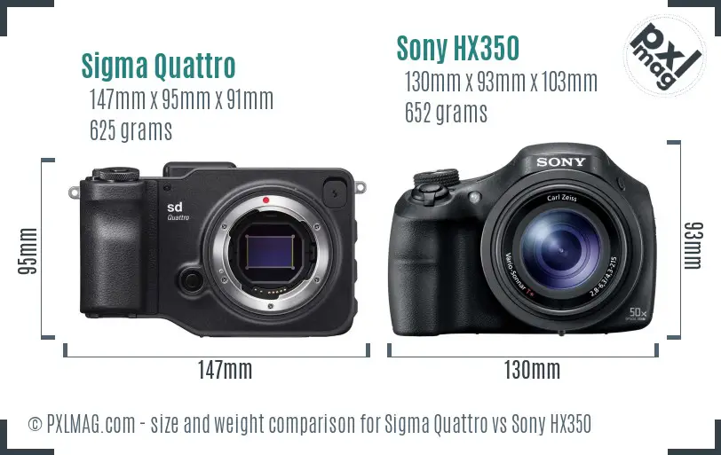 Sigma Quattro vs Sony HX350 size comparison Sigma Quattro vs Sony HX350 size comparison