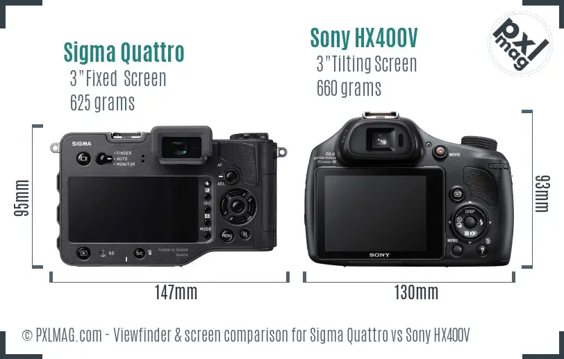 Sigma Quattro vs Sony HX400V Screen and Viewfinder comparison