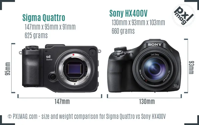 Sigma Quattro vs Sony HX400V size comparison