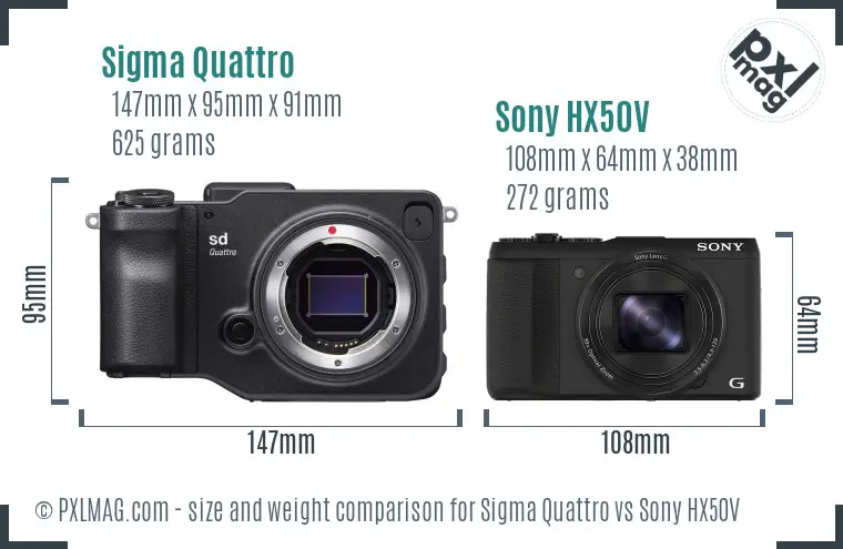 Sigma Quattro vs Sony HX50V size comparison Sigma Quattro vs Sony HX50V size comparison