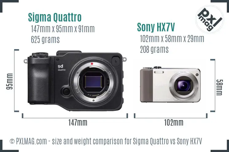 Sigma Quattro vs Sony HX7V size comparison