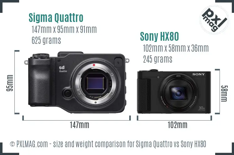 Sigma Quattro vs Sony HX80 size comparison