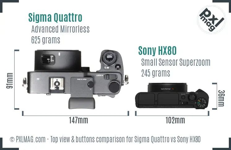 Sigma Quattro vs Sony HX80 top view buttons comparison