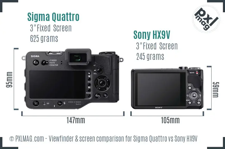 Sigma Quattro vs Sony HX9V Screen and Viewfinder comparison