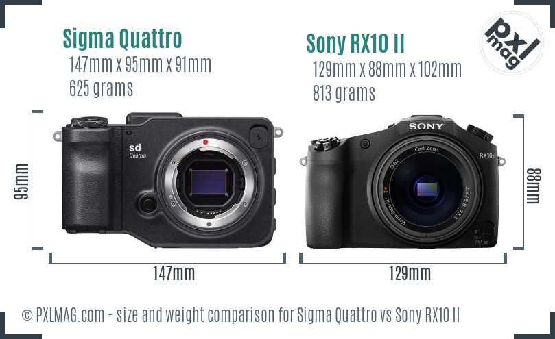 Sigma Quattro vs Sony RX10 II size comparison Sigma Quattro vs Sony RX10 II size comparison