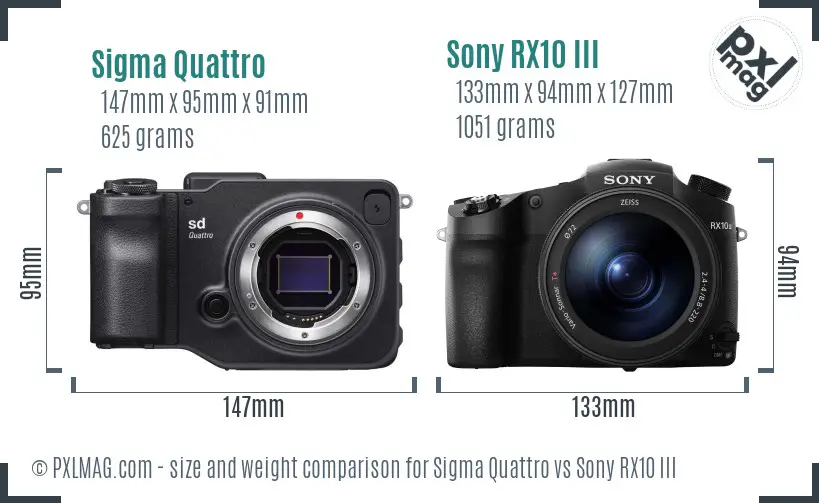 Sigma Quattro vs Sony RX10 III size comparison Sigma Quattro vs Sony RX10 III size comparison