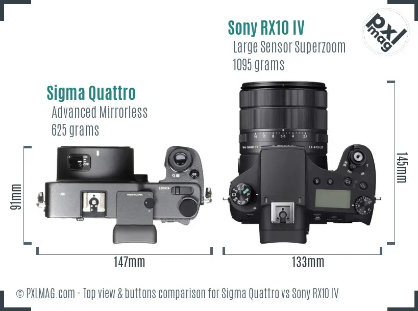 Sigma Quattro vs Sony RX10 IV top view buttons comparison Sigma Quattro vs Sony RX10 IV top view buttons comparison