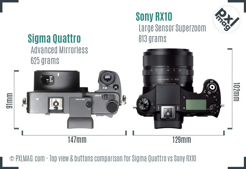 Sigma Quattro vs Sony RX10 top view buttons comparison