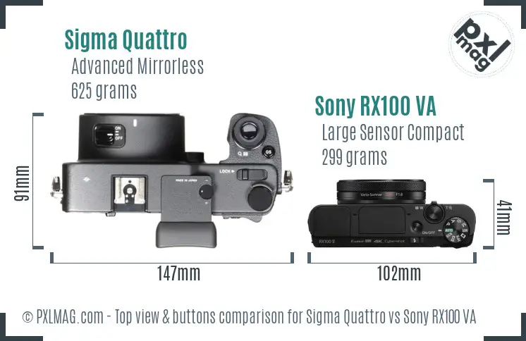 Sigma Quattro vs Sony RX100 VA top view buttons comparison