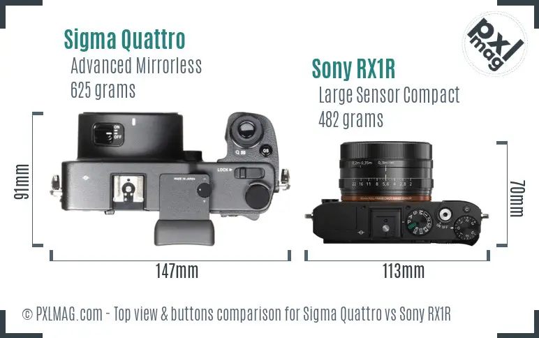 Sigma Quattro vs Sony RX1R top view buttons comparison