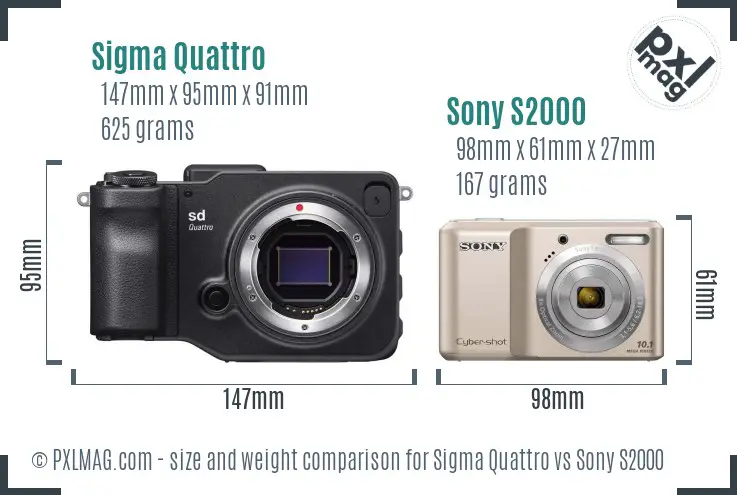 Sigma Quattro vs Sony S2000 size comparison