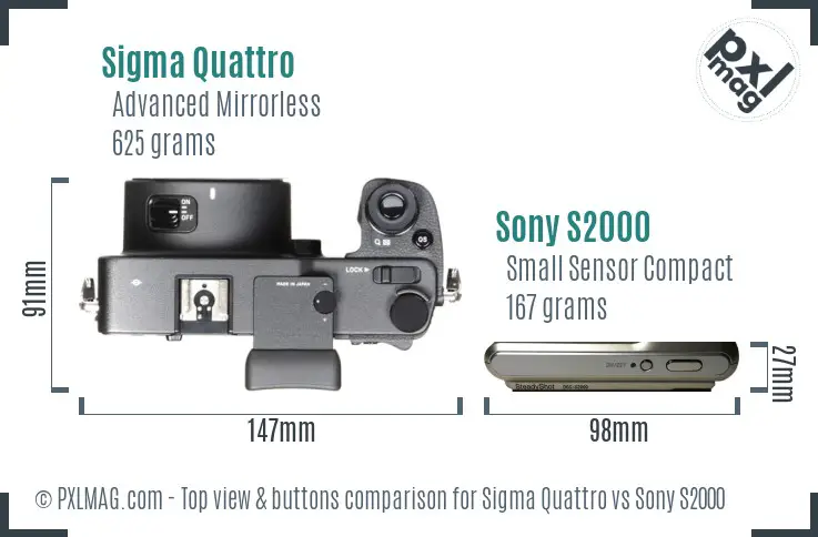 Sigma Quattro vs Sony S2000 top view buttons comparison