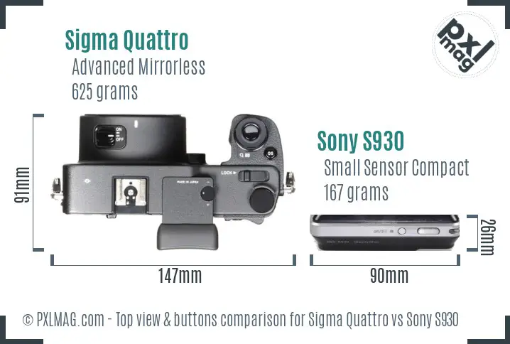 Sigma Quattro vs Sony S930 top view buttons comparison