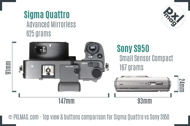 Sigma Quattro vs Sony S950 top view buttons comparison