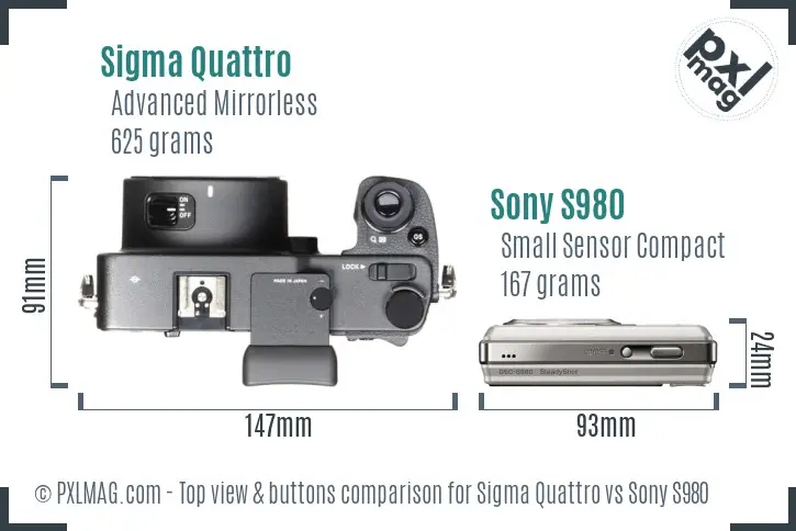 Sigma Quattro vs Sony S980 top view buttons comparison