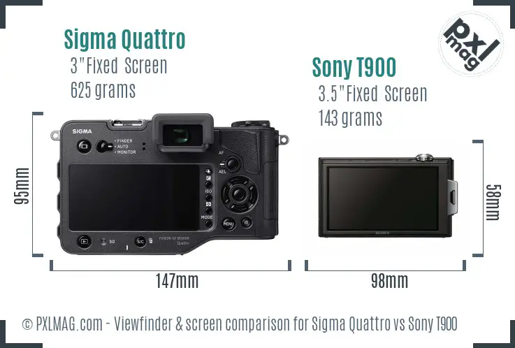 Sigma Quattro vs Sony T900 Screen and Viewfinder comparison