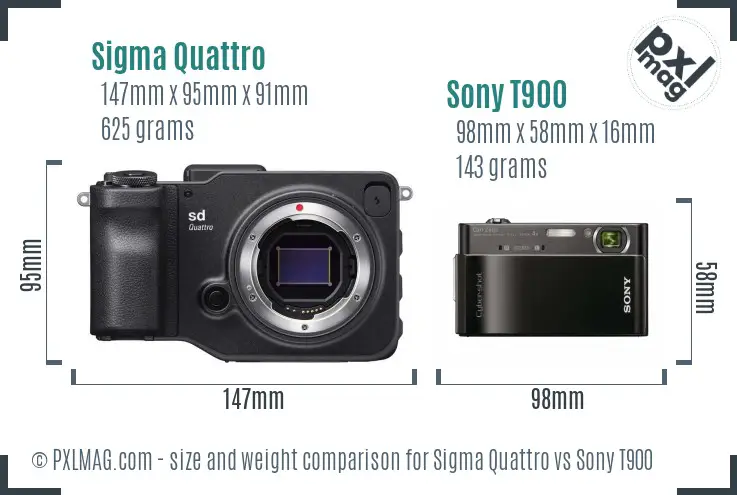 Sigma Quattro vs Sony T900 size comparison