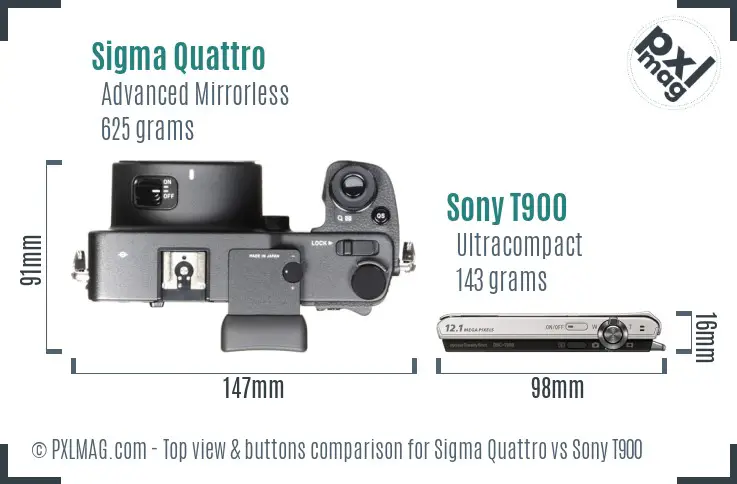 Sigma Quattro vs Sony T900 top view buttons comparison
