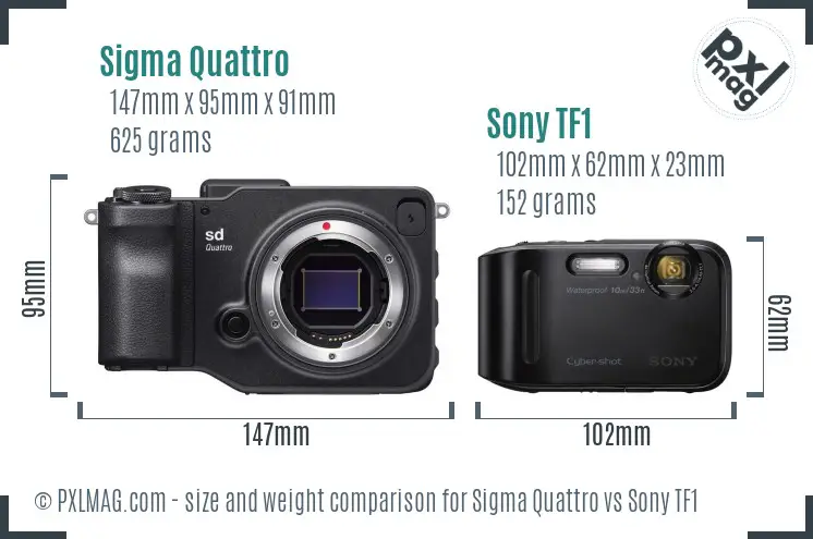 Sigma Quattro vs Sony TF1 size comparison
