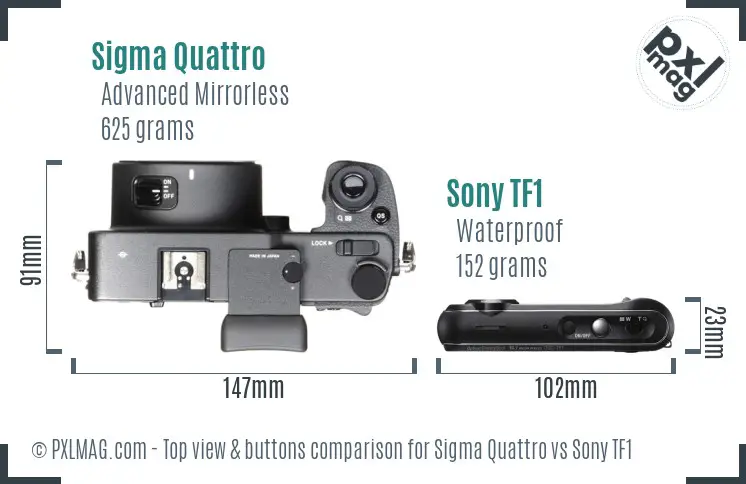 Sigma Quattro vs Sony TF1 top view buttons comparison