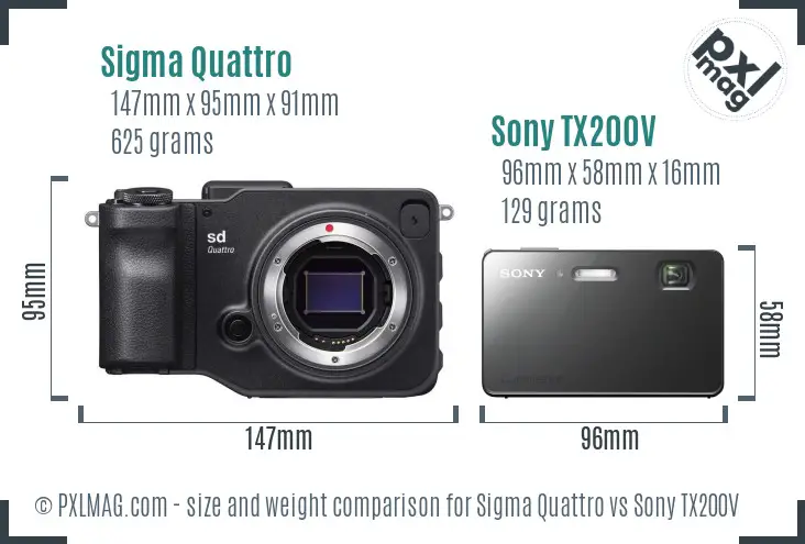 Sigma Quattro vs Sony TX200V size comparison