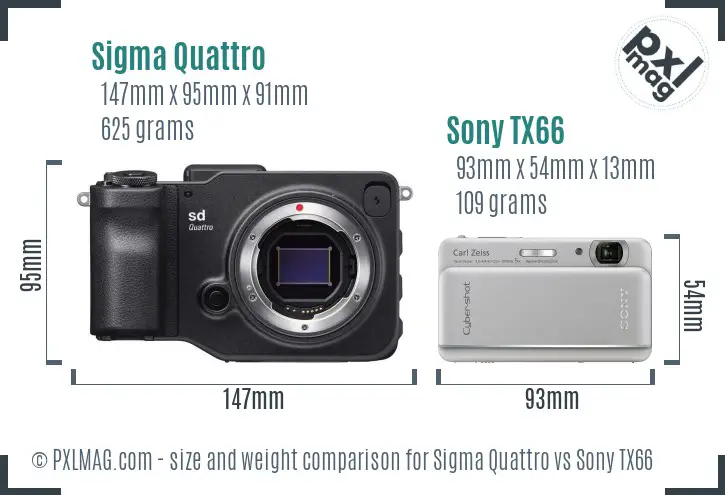 Sigma Quattro vs Sony TX66 size comparison
