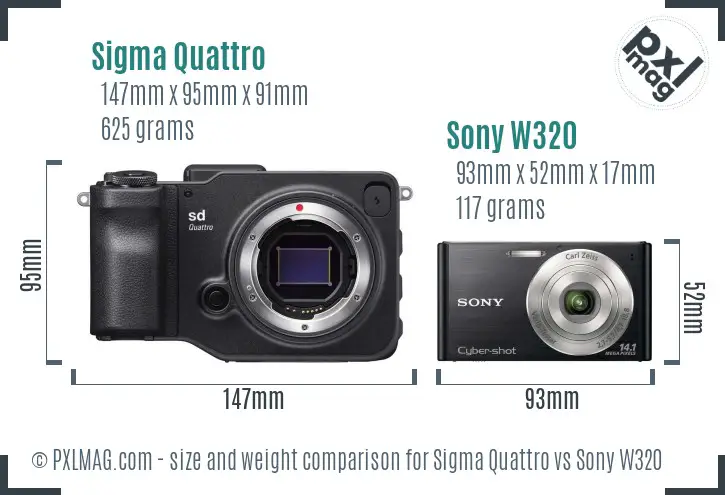 Sigma Quattro vs Sony W320 size comparison