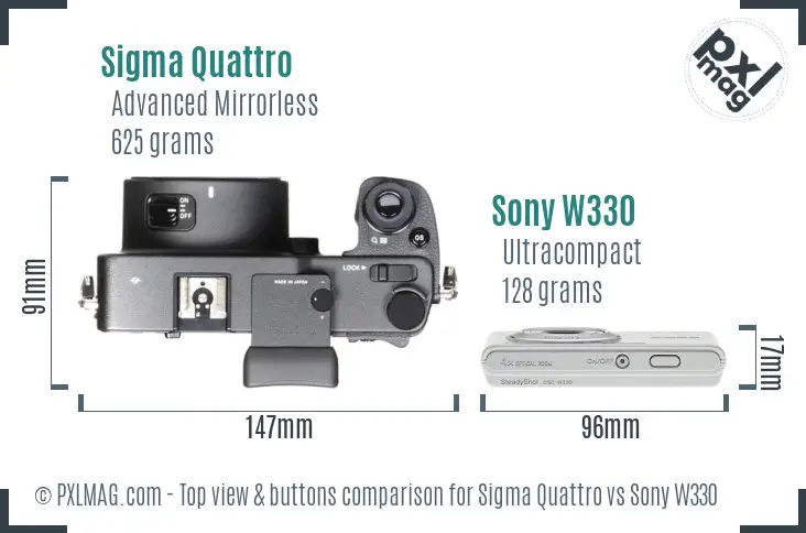 Sigma Quattro vs Sony W330 top view buttons comparison