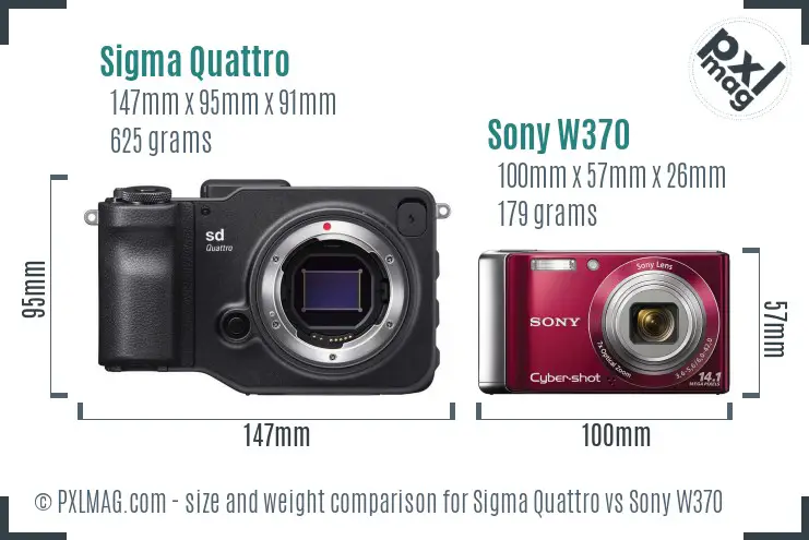 Sigma Quattro vs Sony W370 size comparison