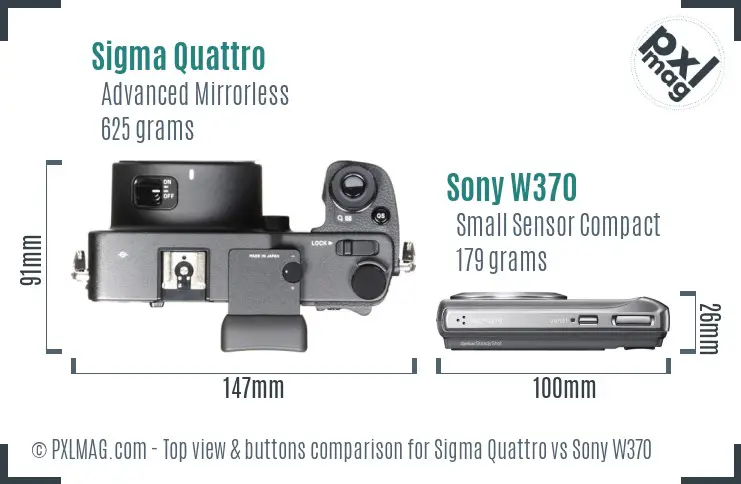 Sigma Quattro vs Sony W370 top view buttons comparison
