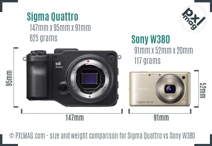 Sigma Quattro vs Sony W380 size comparison