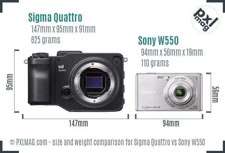 Sigma Quattro vs Sony W550 size comparison