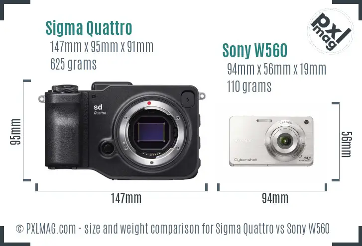 Sigma Quattro vs Sony W560 size comparison