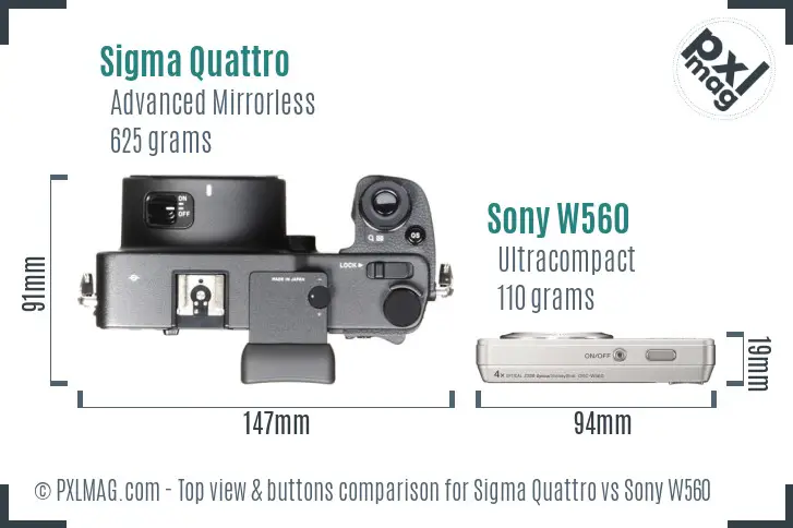 Sigma Quattro vs Sony W560 top view buttons comparison