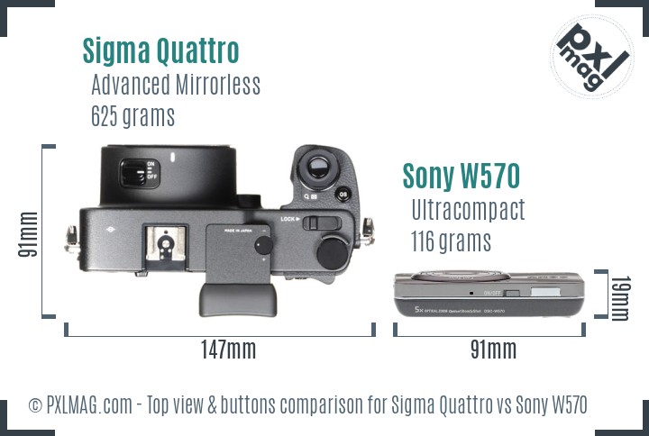 Sigma Quattro vs Sony W570 top view buttons comparison