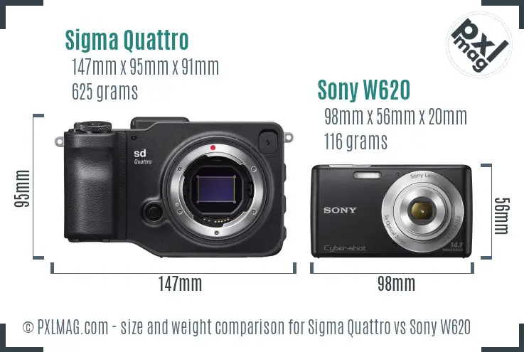 Sigma Quattro vs Sony W620 size comparison