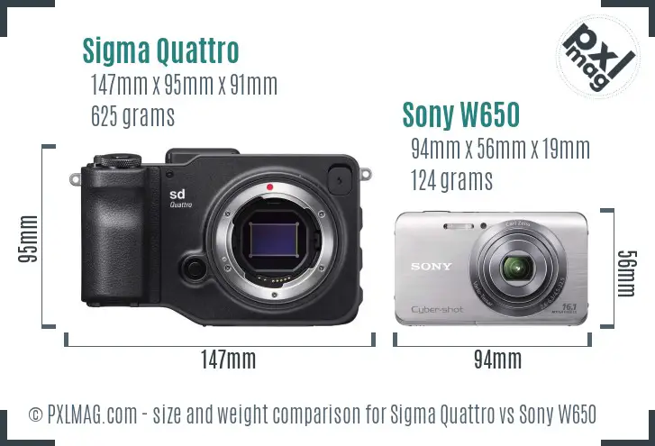 Sigma Quattro vs Sony W650 size comparison