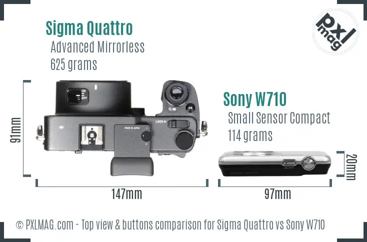 Sigma Quattro vs Sony W710 top view buttons comparison