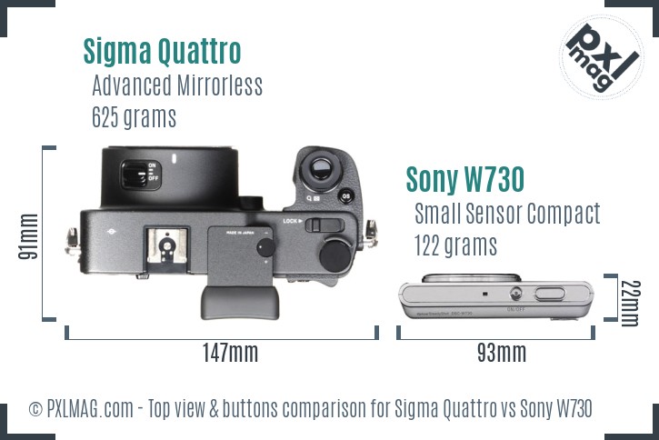 Sigma Quattro vs Sony W730 top view buttons comparison