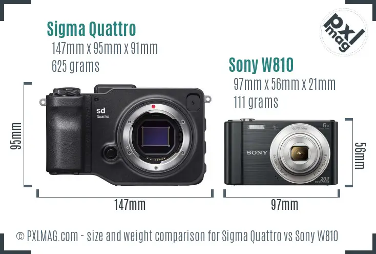 Sigma Quattro vs Sony W810 size comparison