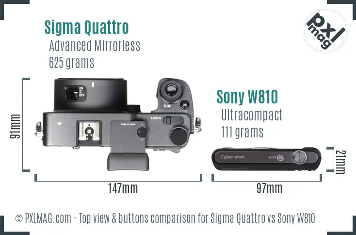 Sigma Quattro vs Sony W810 top view buttons comparison