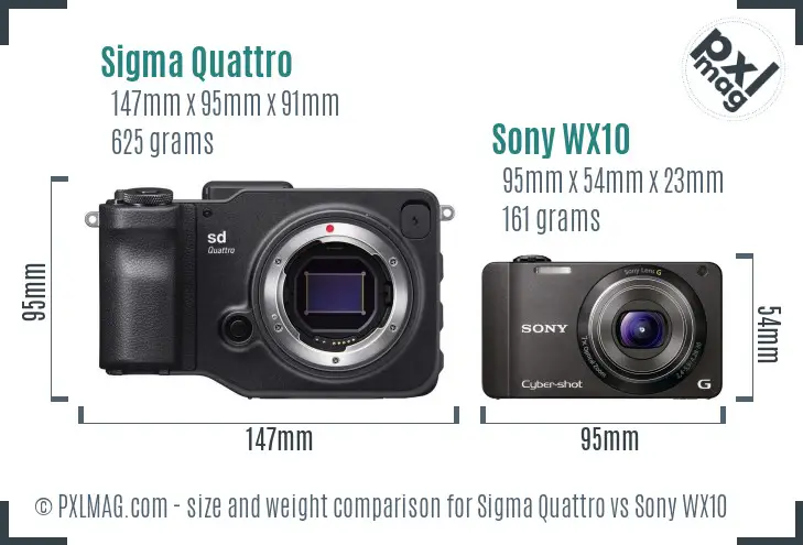 Sigma Quattro vs Sony WX10 size comparison