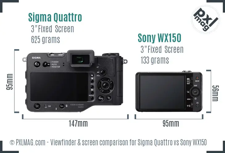 Sigma Quattro vs Sony WX150 Screen and Viewfinder comparison