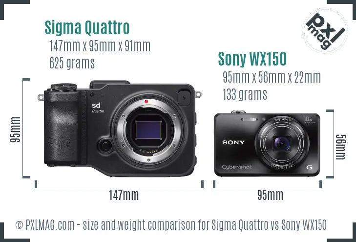 Sigma Quattro vs Sony WX150 size comparison