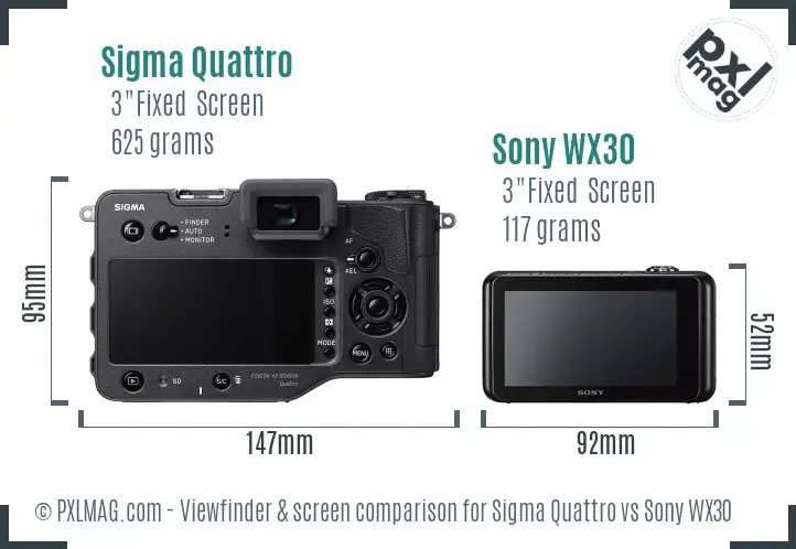 Sigma Quattro vs Sony WX30 Screen and Viewfinder comparison