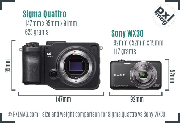 Sigma Quattro vs Sony WX30 size comparison