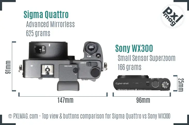 Sigma Quattro vs Sony WX300 top view buttons comparison