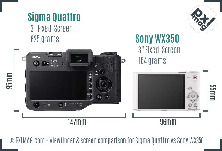 Sigma Quattro vs Sony WX350 Screen and Viewfinder comparison